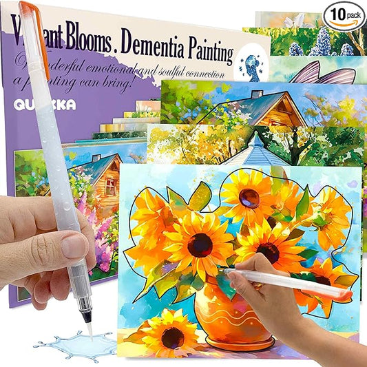 QUOKKA Water Painting Dementia Activities for Seniors – Vibrant Blooms – Alzheimers Products for Elderly - Activities for People with Dementia - Crafts for Seniors