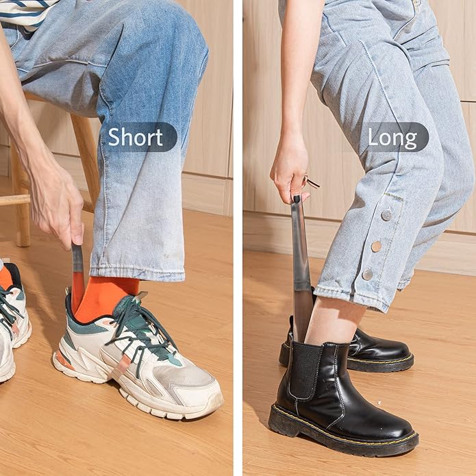 Shoe Horn Set, Long Short Shoe Horns Set, Portable Travel Shoes Horn, Stainless Steel Long Metal Shoe Horn, Shoe Helper for Men, Shoe Spoon for Women, Metal Shoe Helper for Kids or Seniors