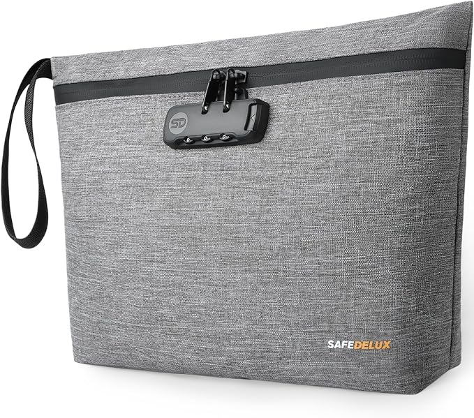Smell Proof Bag, Odor Proof Bag with Combination Lock, Durable Smell Proof Container with Carbon Lining, Secure Odorless Travel Pouch for Home & On-the-Go (Grey, 12.5″x9.5″)