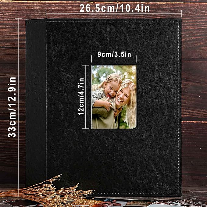 Ywlake Photo Album 4x6 400 Pockets, Leather Photo Albums Holds 400 Vertical Pictures Only Black