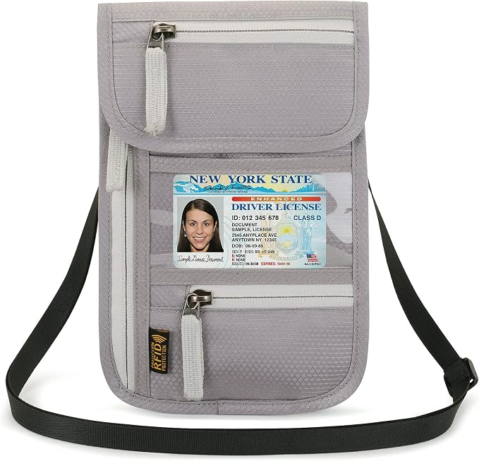 Neck Wallet Lightweight RFID Blocking Waterproof Travel Pouch Passport Wallets for Women Men