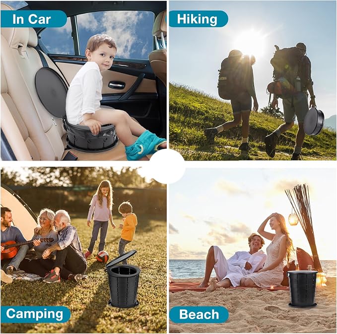 Upgrade Retractable Portable Toilet Travel Toilet Adjustable Height Camping Toilet Portable Potty for Adults Kids, Foldable Portable Toilet for Camping/Car