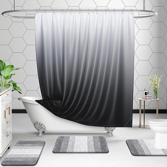 OLANLY Bathroom Rug Set 2 Piece, Soft Absorbent Microfiber Bath Rug Set, Non-Slip, Machine Wash Dry, Plush Shaggy Bath Mats for Bathroom (30"x20"+24"x16", Light Grey)