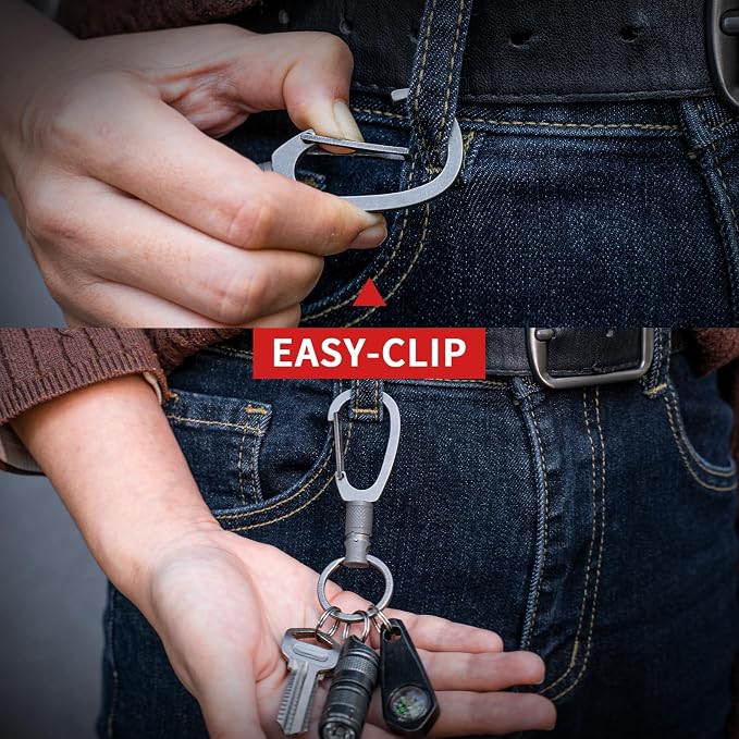 FEGVE Titanium Quick Release Keychain, Detachable Pull Apart Key Chain | Easy Access, Tangle-Free 360° Swivel, Rustproof and Durable, for Valet Car Home Key Storage
