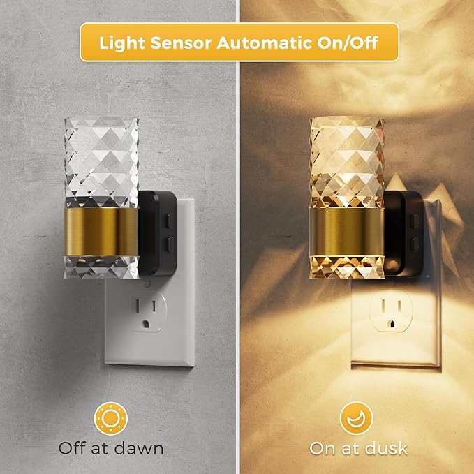 L LOHAS LED Night Light,Modern Night Lights Plug into Wall,2 Pack Amber-3000K-5000K Adjustable Color Temperature Night-Light,Dimmable Nightlights with Dusk to Dawn Sensor for Rooms Bathroom Hallway