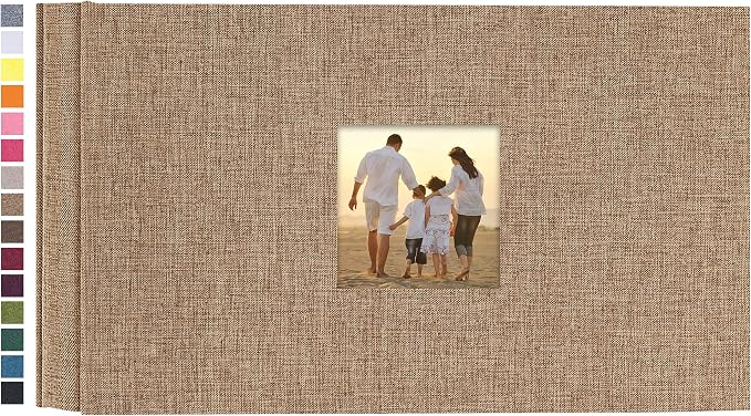 potricher Small Photo Album 4x6 100 Photos Linen Cover Picture Photo Book for Family Wedding Anniversary Baby Vacation (Khaki,100 Pockets)