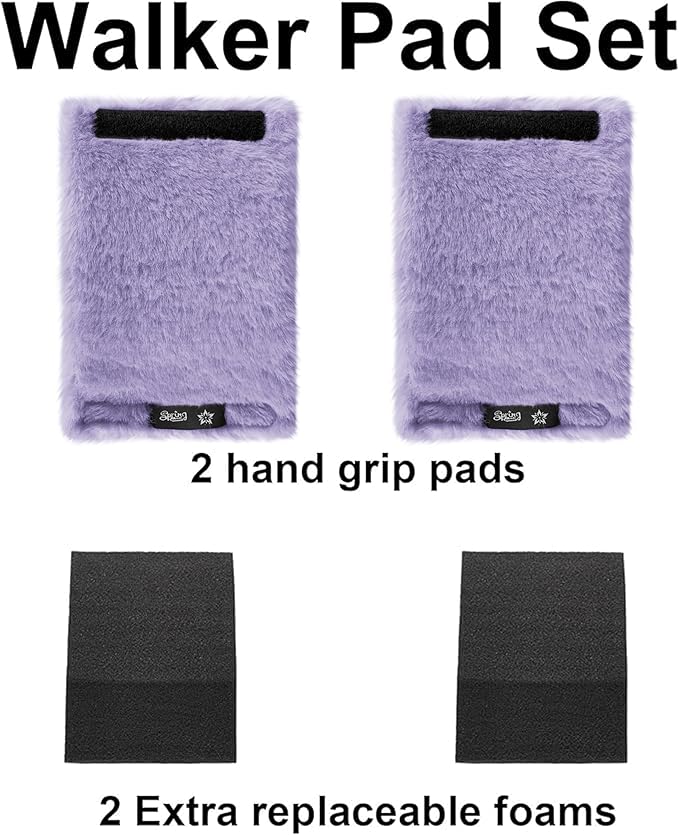 SPRING SEAON Walker Hand Pads Fluffy Walker Handle Cushions Non-Slip Universal Walker Grips Padded Hand Covers Soft Pads for Walkers for Seniors Walker Pads for Handles Folding Rolling Wheelchair, Rollator Handle, Elderly Grippers 2 Pack