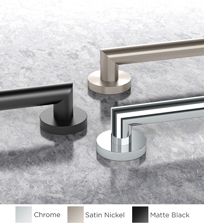 Gatco 960MX Glam 12" L Grab Bar, Matte Black/ADA Compliant Stainless Steel Safety Grab Bar for Bathroom
