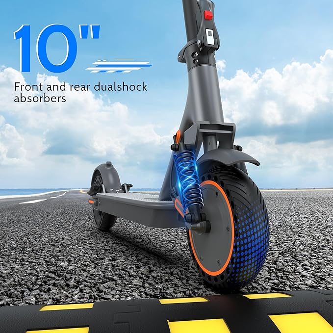Maxshot Electric Scooter, 8.5" /10" /14" Tire, 16/19/22 Mph Top Speed, 12/16/21/27/28/49/50 Miles Long Range, Folding Escooter for Adults and Kids with Seat Bag, Dual Braking, Dual Suspension, App