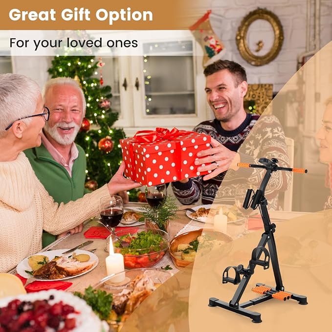 Pedal Exerciser Bike for Seniors, Hand Arm Leg Knee Physical Therapy Exercise Bike with Monitor, Indoor Adjustable Fitness Equipment for Rehabilitation Recovery