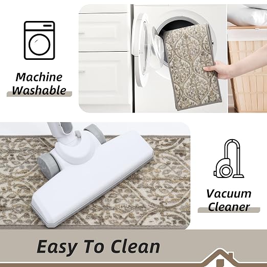 BEQHAUSE Stair Treads for Wooden Steps Non-Slip Machine Washable Carpet Stair Treads 8"X30" Soft Indoor Stair Runner for Kids Elders and Pets, 100% Polyester, TPE Backing, 4pcs, Beige/Malt Yellow