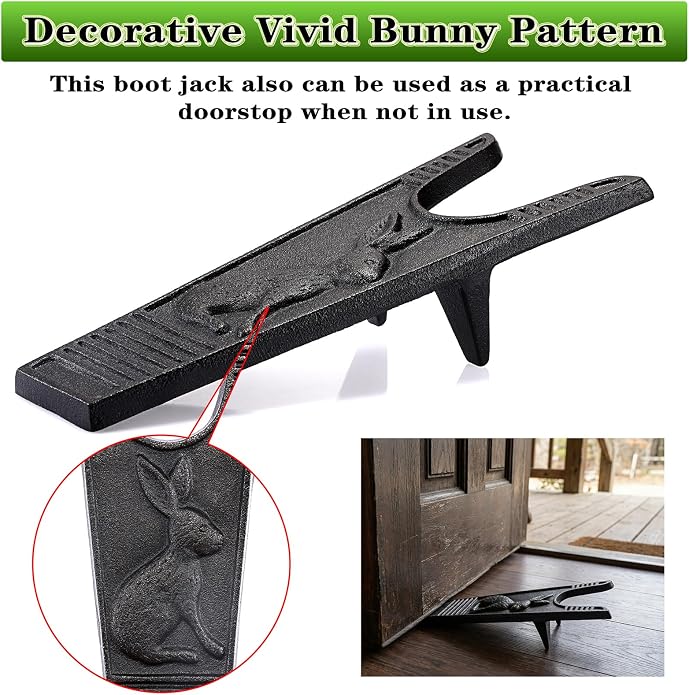 OwnMy Cast Iron Bunny Boot Jack Cowboy Boot Remover Heavy Duty Boot Remover | Black Boot Take off Helper for Cowboy Boots / Shoes, Indoor Outdoor Women Men Shoe Horns Boot Pullers Removers Accessories