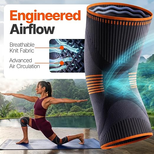 DR. BRACE Elite Compression Knee Brace for Women & Men, (2-Pack) Knee Support Compression Sleeve, Workout Sports Knee Braces for Meniscus Tear, ACL & Arthritis Pain Relief - Check Size Guide Video (Mars, Small)
