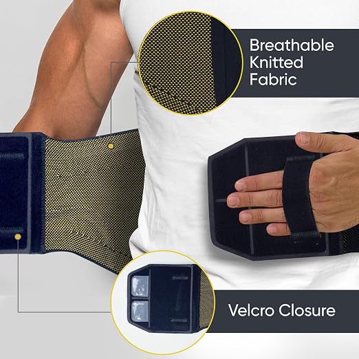 ORTONYX 3D Knitted Lumbosacral Support Back Brace with 4 Embedded Stays, Breathable and Elastic, Lower Back Pain Relief, Hook&Loop Closure with Hand Loop for Easy Use - L-XL