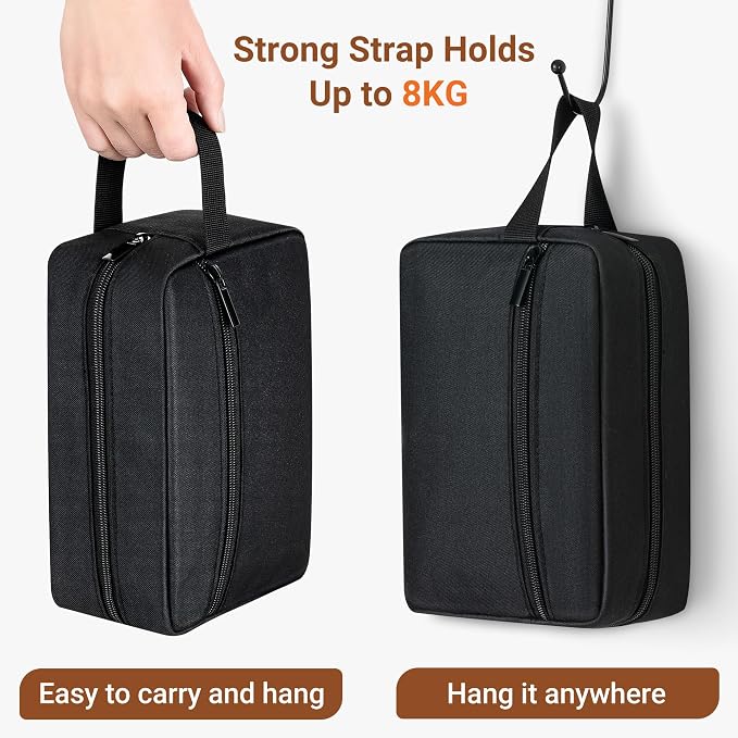 Elviros Travel Toiletry Bag for Women and Men,Lightweight Makeup Bag Hanging Dopp Kit with Shaving Compartment Cosmetic Organizer Small Tool Bag Travel Essentials,Gifts for Men(Black)