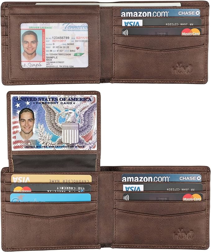 HIMI Wallet for Men-Genuine Leather RFID Blocking Bifold Stylish Wallet With 2 ID Window