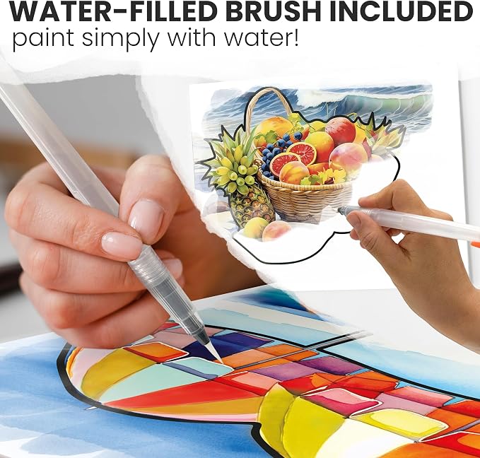 QUOKKA Water Painting Dementia Activities for Seniors – Alzheimer’s Products for Elderly – Reusable Water Doodle Set Tropics Memories – Activity Kits for Dementia Patients – Crafts for Seniors