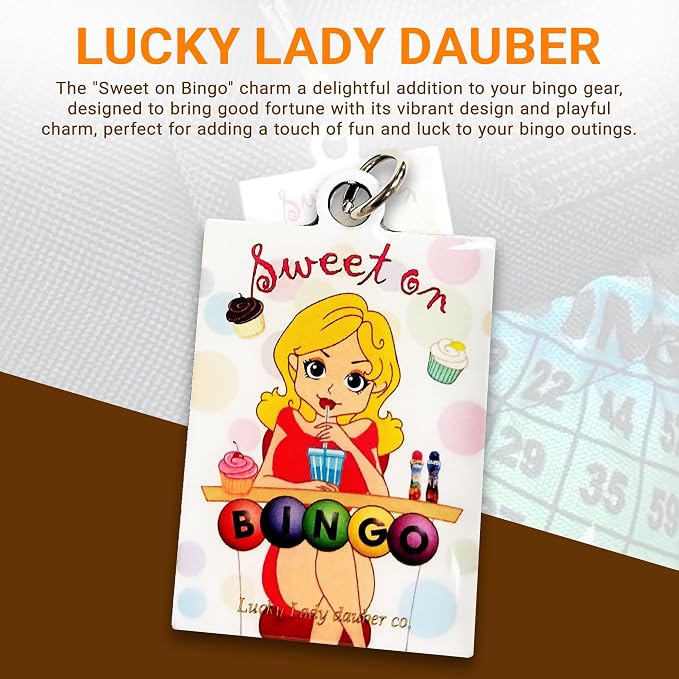 LUCKY LADY DAUBER CO. Neon Bingo Bags with Pockets, 6 Pocket Bingo Daubers Bag with Inside Liner and Sweet on Bingo Lucky Charm - Card and Dauber Bingo Bags for Women, Black Bingo Dauber Bag