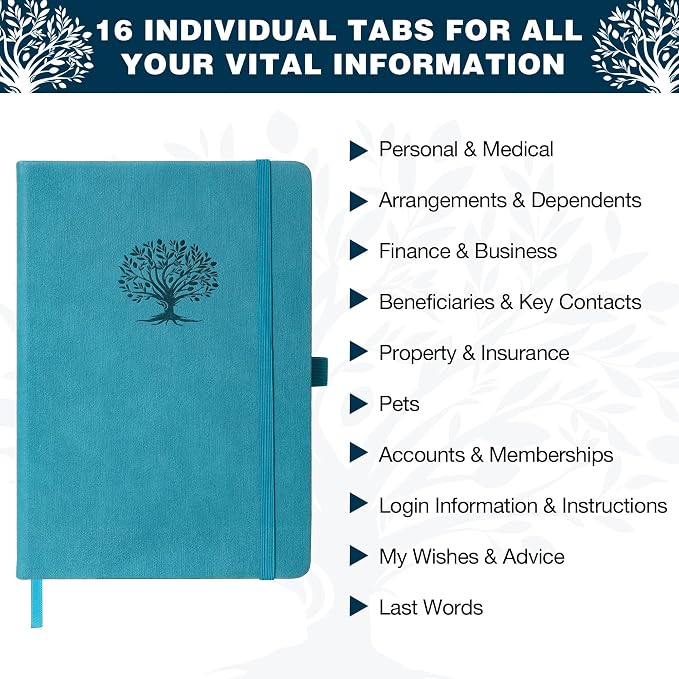 End of Life Planner - Estate Planning Organizer with Large Print | 8.5" x 6.4", Im Dead Now What Planner with Inner Pocket, Pen Loop