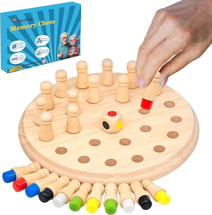 Easy Memory Games for Dementia Seniors, Wooden Cognitive Game for Elderly with Dementia, Alzheimers Memory Games Therapy Tools, Activities for Dementia Patients Matching Board