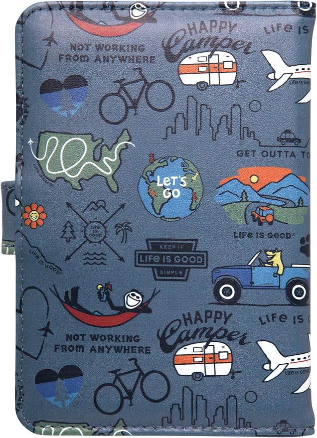 Life is Good Travel Passport Cover, Card Slots, Snap Closure | Slim Design, Card Slots, Snap Closure, Fits Neatly in a Purse or Backpack, Keeps Documents and Boarding Pass Organized