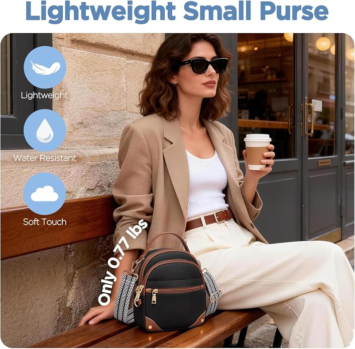 Anti Theft Crossbody Bag for Women RFID Small Purse Travel | Secure Crossbody Phone Purse with Handle, 5 RFID Slots, 7-Pocket Fits 7.9" Tablet, Adjustable Strap, Hands-Free Everyday