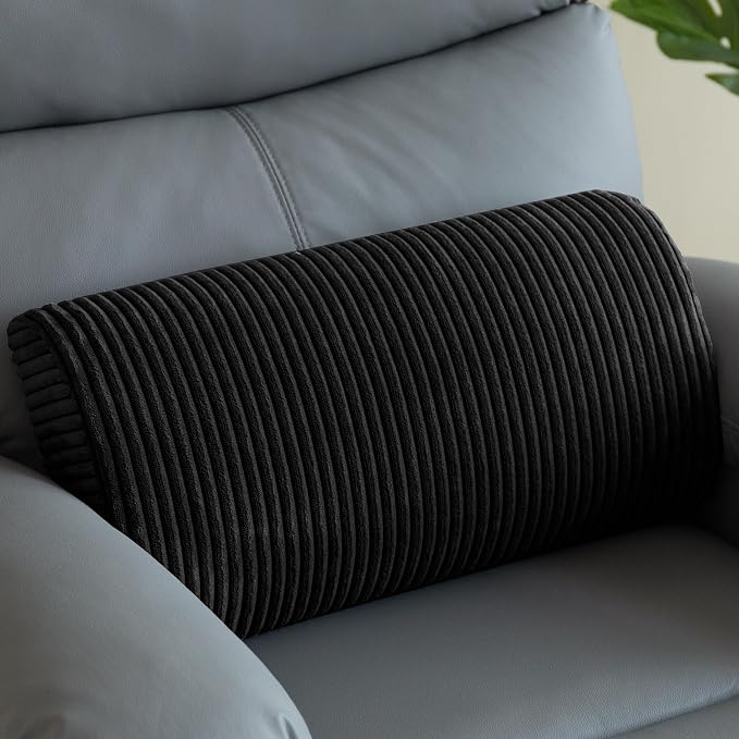 HIGOGOGO Lumbar Support Pillow for Recliner Chair/Accent Chair/Couch, Memory Foam Back Support Cushion for Elderly, Recliner Cushions for Back Rest, Pain Relief, Reading, Washable Cover, Black