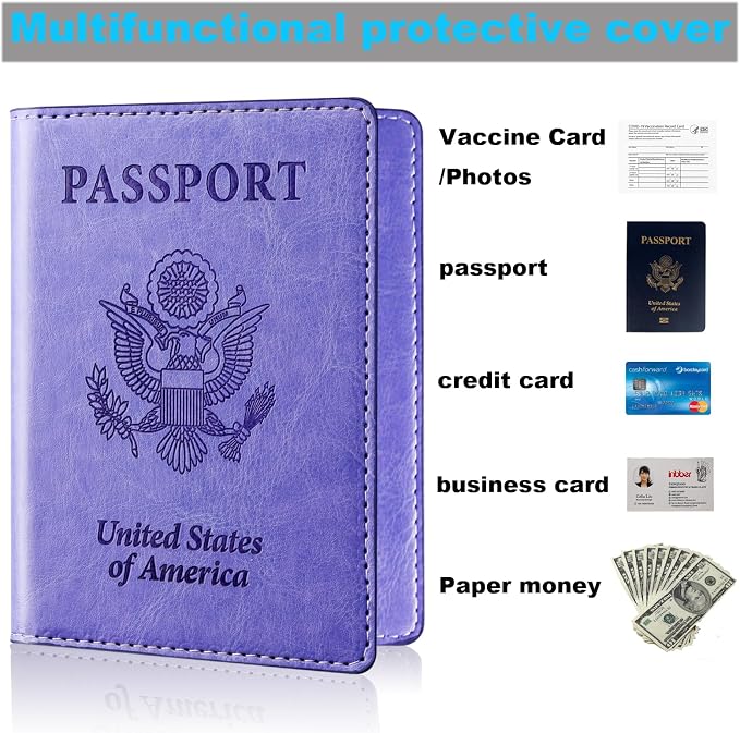 Herain Passport Holder for Travel Cruise Essentials 2 Pcs, Passport Cover Wallet Case Travel Gifts Women Men Family, Passports Book Holders Vacation Accessories Must Haves