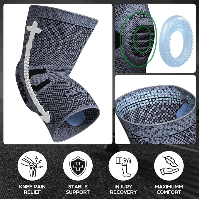 NEENCA Professional Knee Brace for Pain Relief, Medical Knee Compression Sleeve, Upgraded Knee Support with Horizontal Knit Tech for Meniscus Tear, ACL, Arthritis, Joint Pain, Runner, Workout...