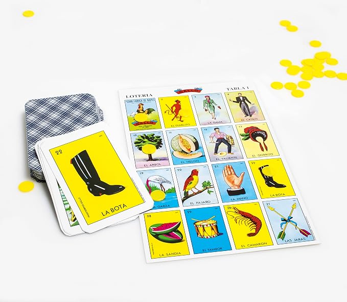 Loteria Authentic Mexican Game, Bingo Game with Colorful Illustrated Cards, Don Clemente Brand (10 Tablas CON CAJA (10 Boards with Box))