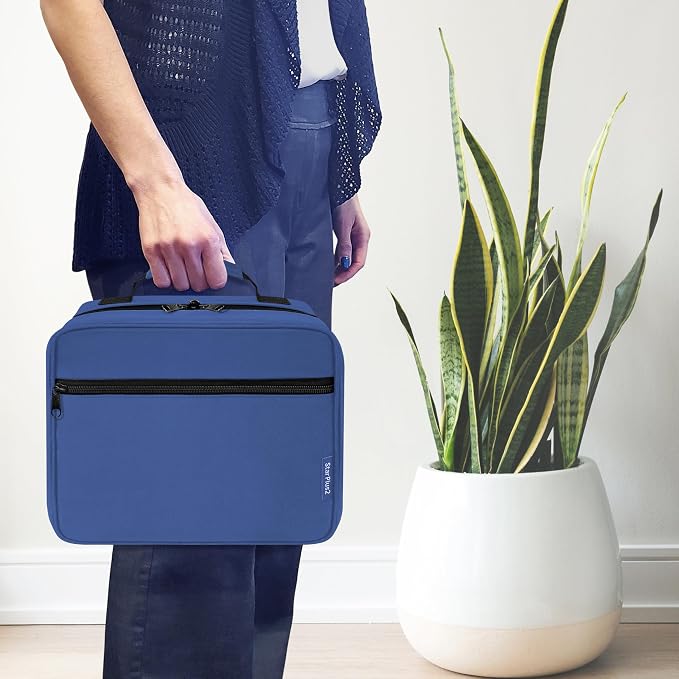Large Medicine Organizer Bag – 10 Pocket Pill Bottle Organizer for Travel & Home Storage, Blue