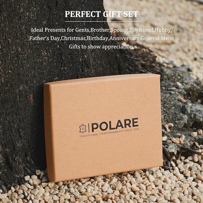 Polare Men's RFID Blocking Cowboy Genuine Natural Crazy Horse Leather Bifold Wallet