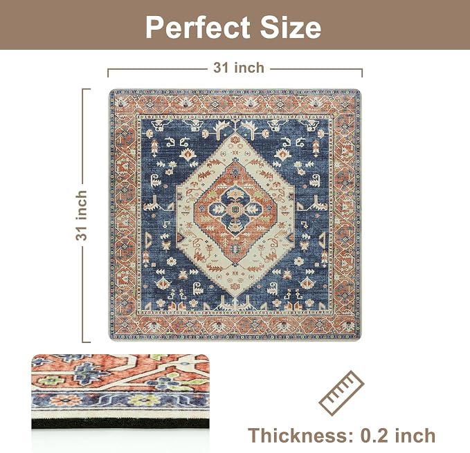 OJIA Stair Treads Non-Slip Square Capet Stair Treads 31"x31" Landing Mat | Square Capet Stair Treads Rubber Backing Stair Runner Anti-Slip Stair Matching Mat Carpet for Stairs