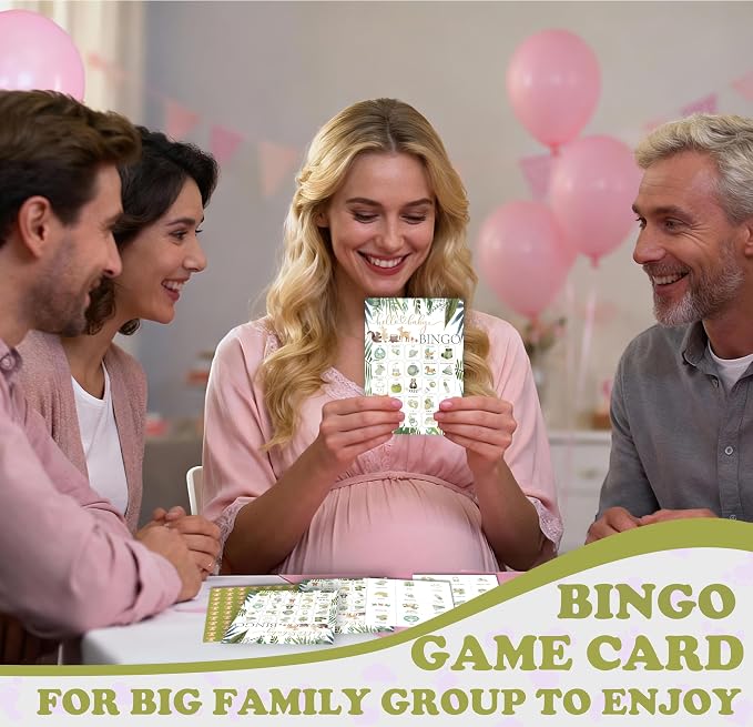 Baby Shower Bingo Game Cards Set for Guests Adults, Animals Woodland Baby Shower Party Bingo Game Gender Reveal Bingo Game for Family Friends Large Group Activity, Favors Supplies Decorations