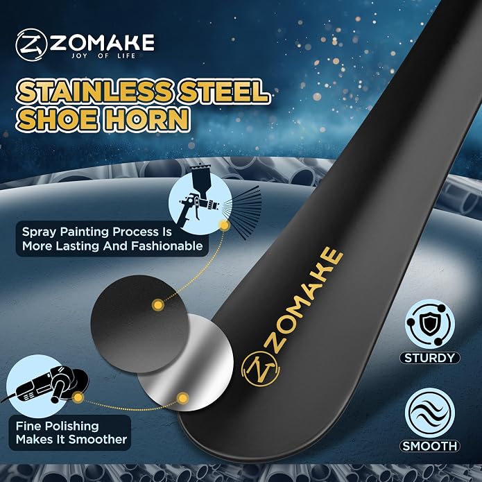 ZOMAKE Metal Shoe Horn, Small Travel Shoehorn for Men Women Kids, 5.9''/7.3''/7.5'' Portable Shoe Spoon Helper