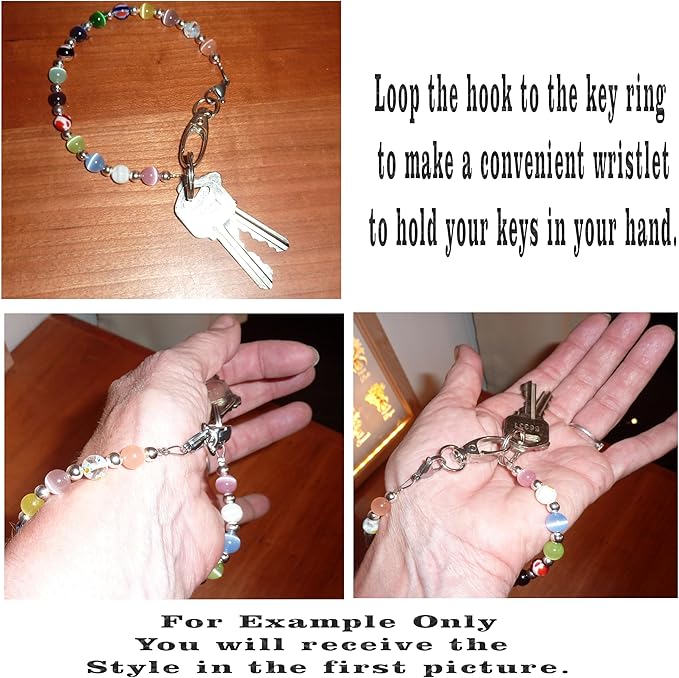 Hidden Hollow Beads Key Keeper, Finder Chain 12" Women's Hand Beaded USA Purse Handbag Holder Wallet Organizer Accessory Gift