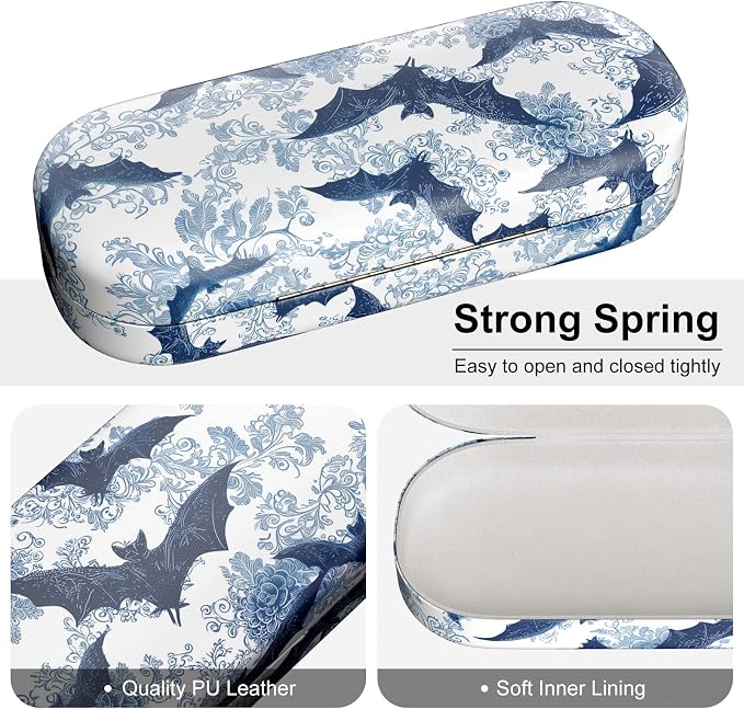 Hard Shell Leather Sunglasses Case,Classic Fashionable Cute Large Glasses Case for Women Men,Sunglass Eyeglasses