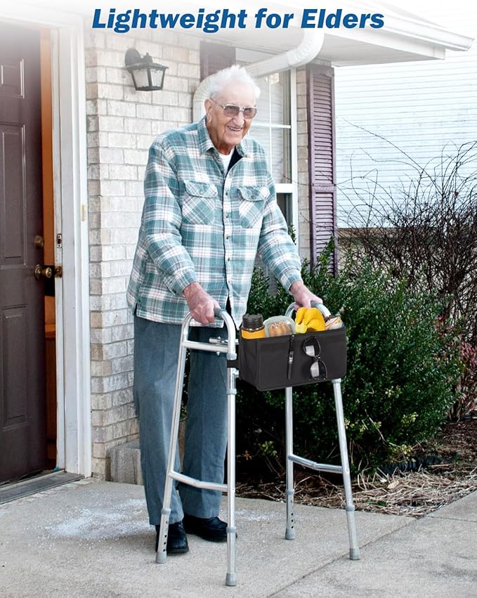 JOYTUTUS Walker Basket for Folding Walker, Basket for Walkers for Seniors,Rollator Walkers Storage Bag, Can be Installed Outside or Inside of Walker, Wheerchair
