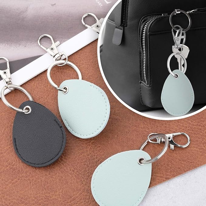 Psyqtsuary Leather Key Fob Holder, 4 Pcs PU Leather Keychain Key Holder for Keychain General Keys Fob, for Keys ID Keys Cards
