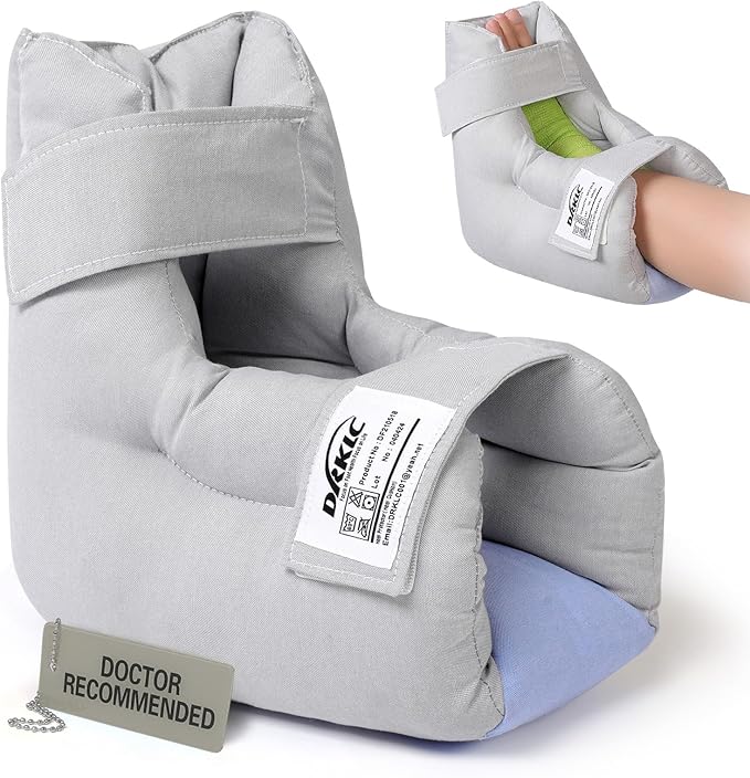 Heel Protector Cushion to Relieve Pressure from Sores and Ulcers, Adjustable Foot Pillow for Bedridden Patients Supplies, Ankle Pillow for Heel Pain