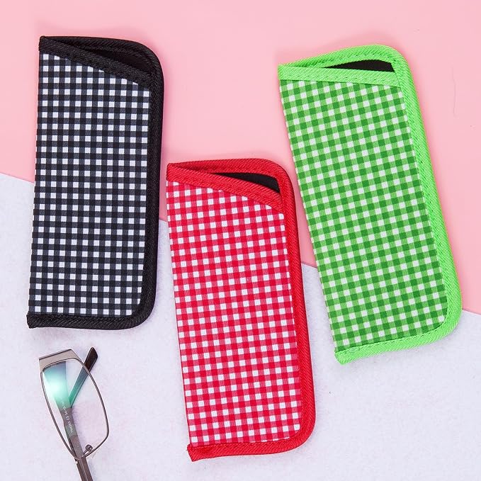 TRIUMPH VISION Reading Glasses Pouch Eyeglass Sleeve Soft Case Slim 3 Pack | Alternative to Bulky Case Lightweight，Neoprene Lined Padded Protect Optical lens Slip in, Cute Pattern Portable for Daily Use