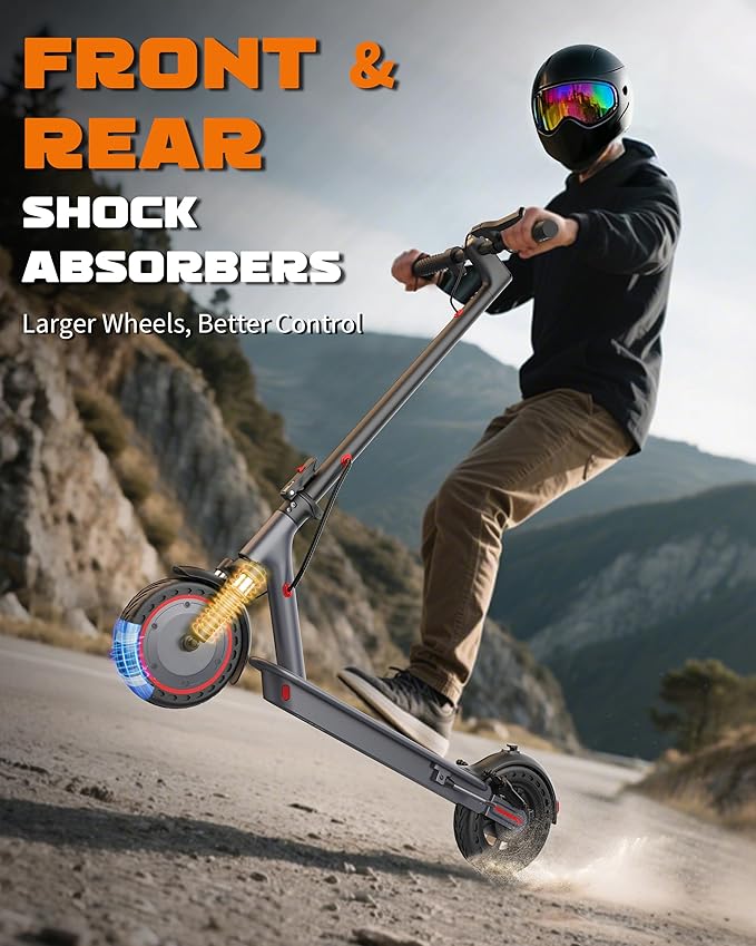 VOLPAM 10 Inches Electric Scooter, Dual Suspension, 21 MPH Top Speed, 500W Powerful Motor, 28 Miles Long Range, Dual Braking, Max Load 264 lbs