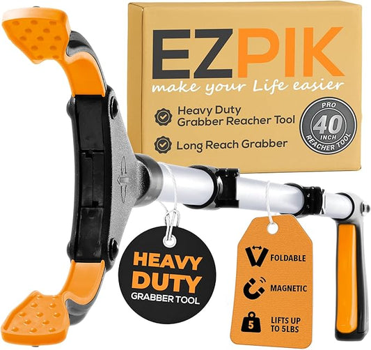 EZPIK Pro 40" Extended Grabber Reacher Tool for Elderly, Trash Hand Grabber Pickup Sticks for Seniors, Telescoping Extension Gripper Claw Pickup Tool, Hand Extension Magnetic Folding Tongs