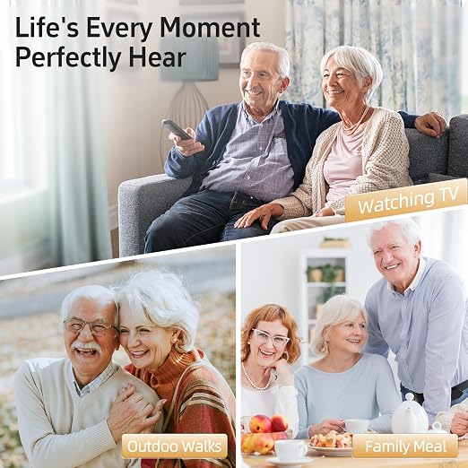 Hearing Aids For Seniors - Rechargeable Hearing Amplifier For Seniors Noise Reduction,4 Modes,Adjustable Volume, Comfort Design and Nearly Invisible,Behind The Ear,With Charging case