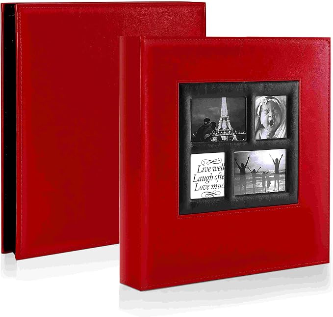 Ywlake Photo Album 4x6 500 Pockets Photos, Extra Large Capacity Family Wedding Picture Albums Holds 500 Horizontal and Vertical Photos Red