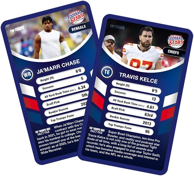 Top Trumps Card Game American Football Stars - Family Games for Kids and Adults - Learning Games - Kids Card Games for 2 Players and More - Kid War Games - Card Wars - for 6 Plus Kids