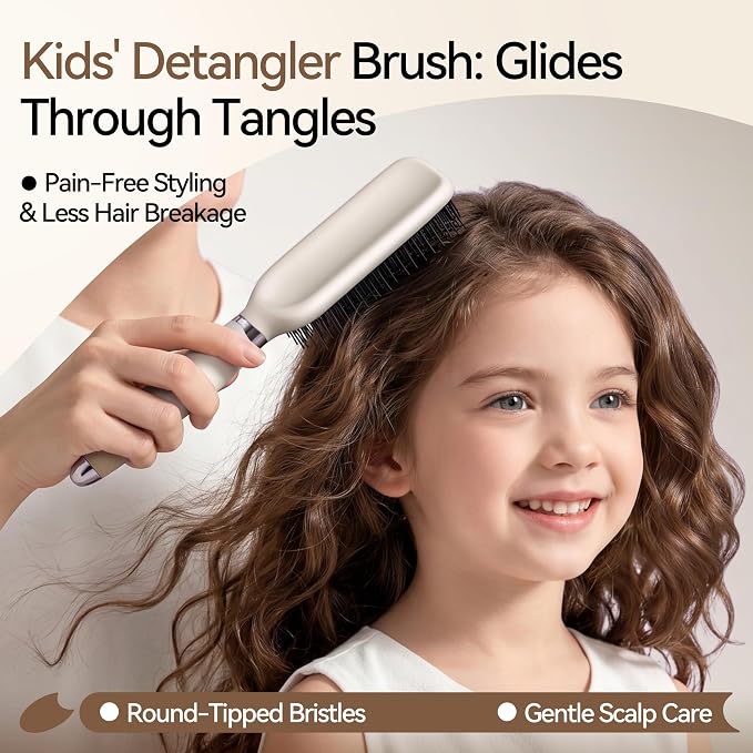 Detangling & Styling Hair Brush for Women Men, Wet& Dry Detangler Hairbrush | Dual-Length Nylon Bristles for Straight to Curly Hair Types, Eliminates Knots & Reduces Breakage, Cream Gradient