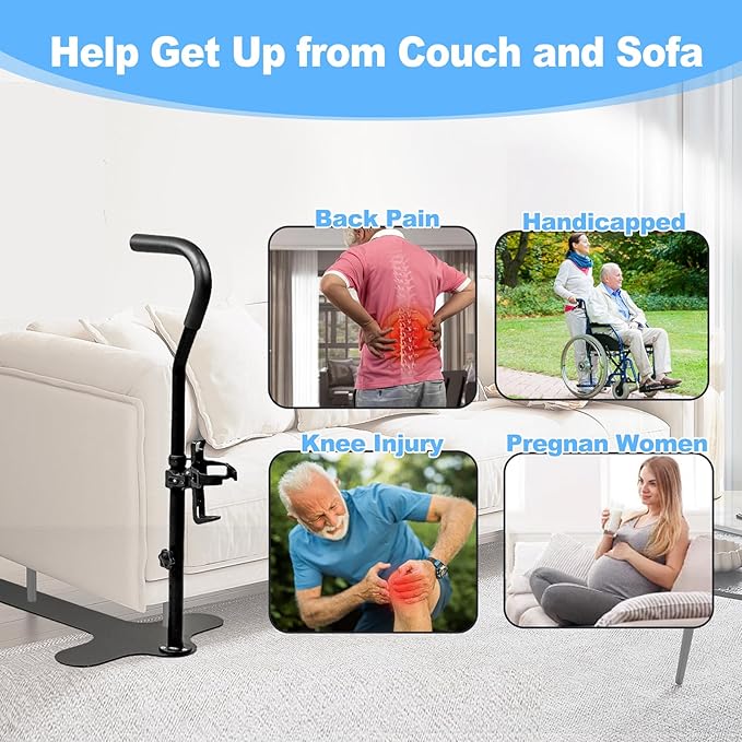 Stand Assist Aid for Elderly, Chair Couch Lift Devices for Seniors Adults, Standing Assistive Aids with Safety Handle & Cup Holder for Disabled, Handicap with Limited Mobility, Hold Up to 350LBS