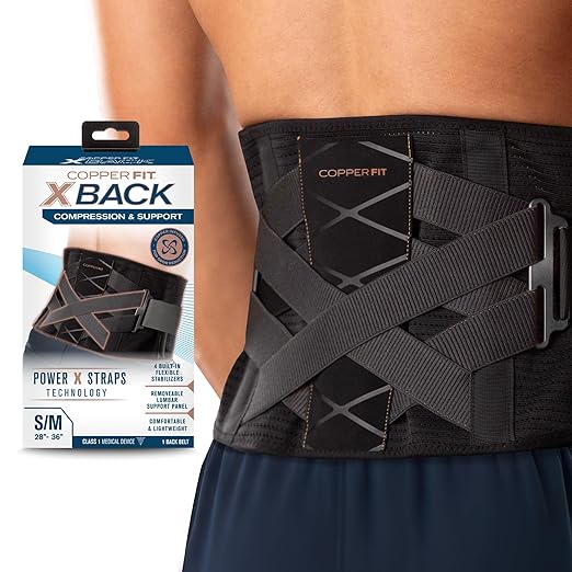 Copper Fit X-Back Brace for Lower Back Pain, Lumbar Support, Herniated Disc, Sciatica, Arthritis – Adjustable, Breathable Design - for Men and Women (Large/XLarge) | Back brace with lumbar support for lower back pain, sciatica relief, posture support, ...