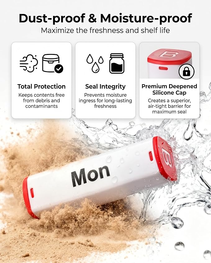 CAidRE Weekly Pill Organizer 2 Times a Day - 7 Day AM PM Pill Box Large Travel Pill Case, Daily Pill Container Dispenser for Vitamins, Supplements, Fish Oils, Medication Storage Pill Holder, White